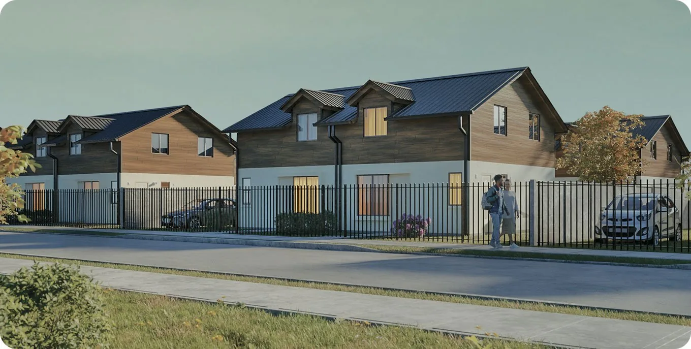 Casas de dos pisos de Valles de Linares frente a la calle